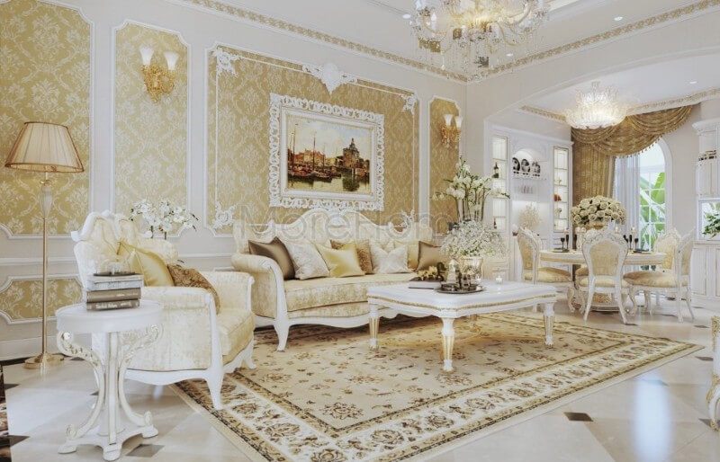 . Phòng được trang trí với những đường nét trạm khắc nhẹ nhàng trên từng chi tiết nội thất đồ gỗ và các đồ decor trang trí đẹp mắt, tạo nên một cảnh ấn tượng và cuốn hút.